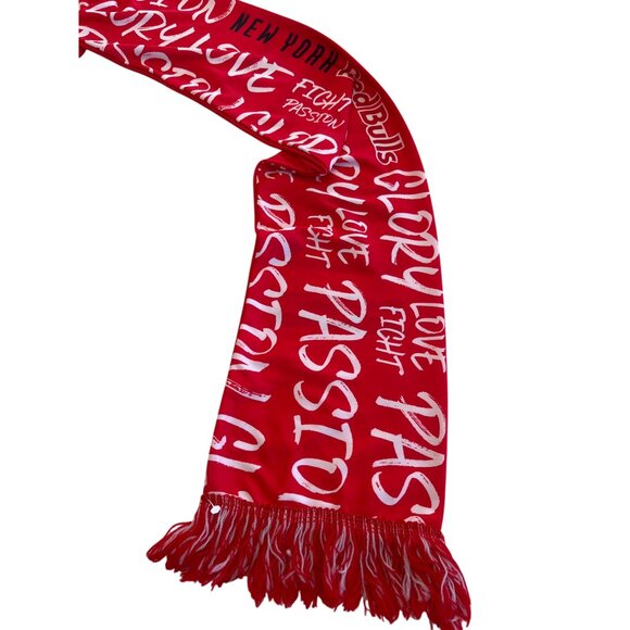 New York Red Bulls Soccer Scarf Red Polyester With Fringe 60" Fans & Sports Love - Picture 4 of 9